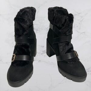 INC International Concepts Women’s Bernie Buckled Bootie Black 10M